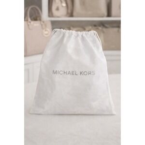 Authentic Michael Kors White Satin Dust Bag Silver Logo Replacement 13x13